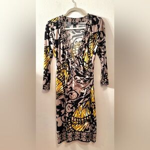Elegant Yellow and Black Patterned Dress